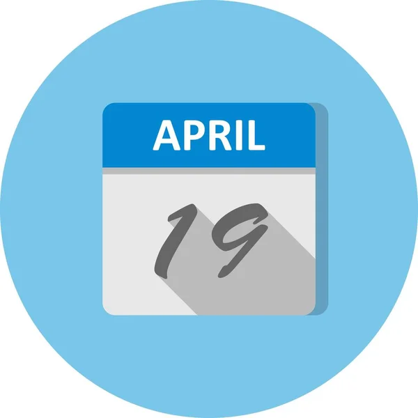 19 april datum på en enda dag kalender — Stockfoto