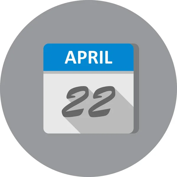 22. April Datum an einem einzigen Tag Kalender — Stockfoto