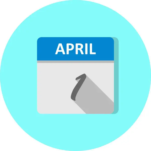 Data de 1 aprilie într-un calendar de o singură zi — Fotografie, imagine de stoc