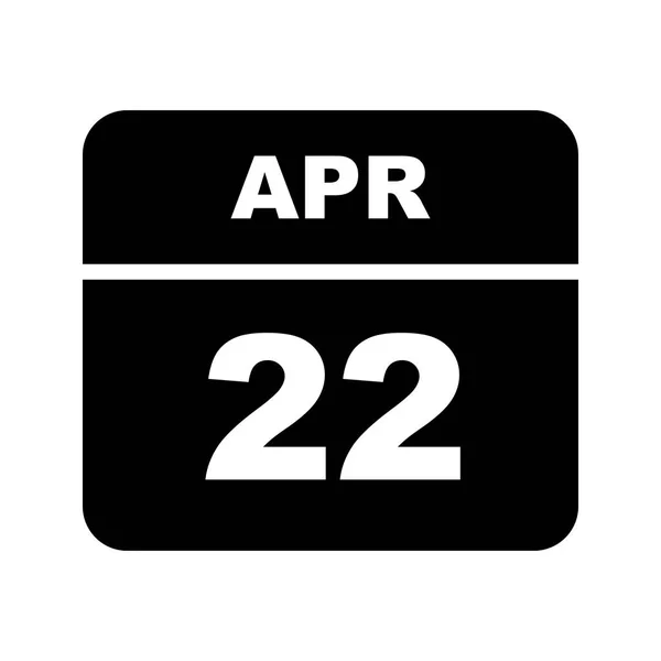 22. April Datum an einem einzigen Tag Kalender — Stockfoto