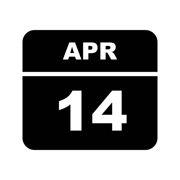 14 de abril Data em um calendário único dia — Fotografia de Stock