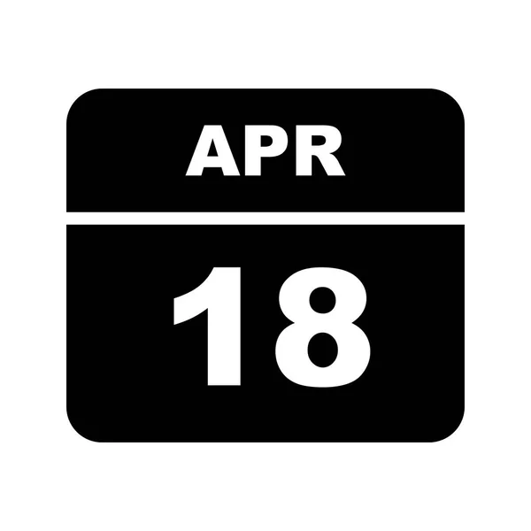 18. April Datum an einem einzigen Tag Kalender — Stockfoto