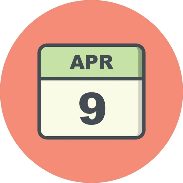 9 avril Date sur un calendrier d'un seul jour — Photo
