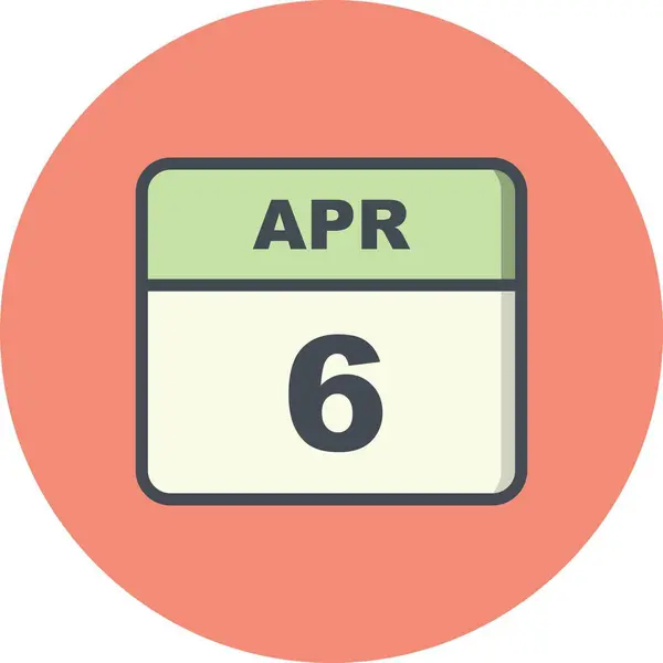 6ο Απριλίου ημερομηνία σε ημερολόγιο μίας ημέρας — Φωτογραφία Αρχείου