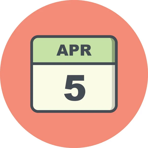 5 Απριλίου ημερομηνία σε ένα ημερολόγιο μιας ημέρας — Φωτογραφία Αρχείου