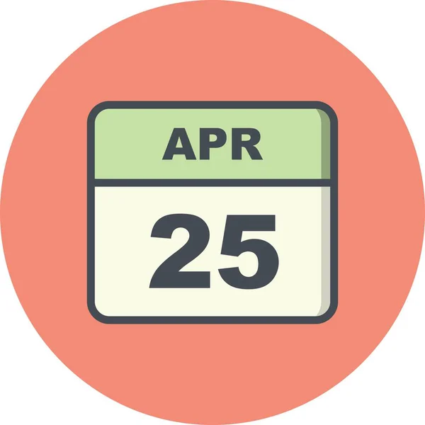 25 april datum på en enda dag kalender — Stockfoto