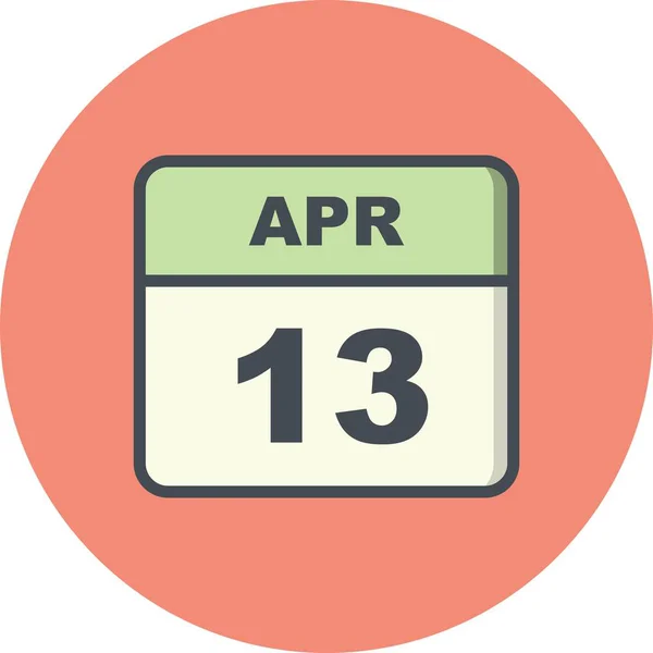 13 de abril Fecha en un calendario de un solo día — Foto de Stock