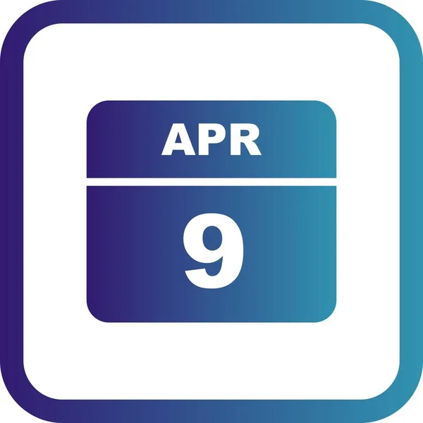 9 kwietnia Data w kalendarzu jednodniowe — Zdjęcie stockowe
