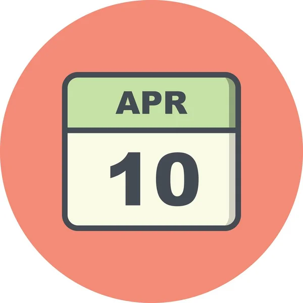 10th Απριλίου ημερομηνία σε ημερολόγιο μίας ημέρας — Φωτογραφία Αρχείου