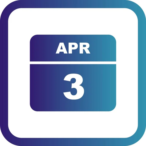 3 april datum på en enda dag kalender — Stockfoto
