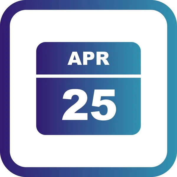 25. April Datum an einem einzigen Tag Kalender — Stockfoto