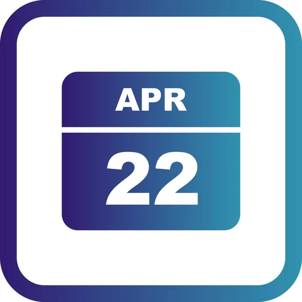 22 de abril Fecha en un calendario de un solo día — Foto de Stock