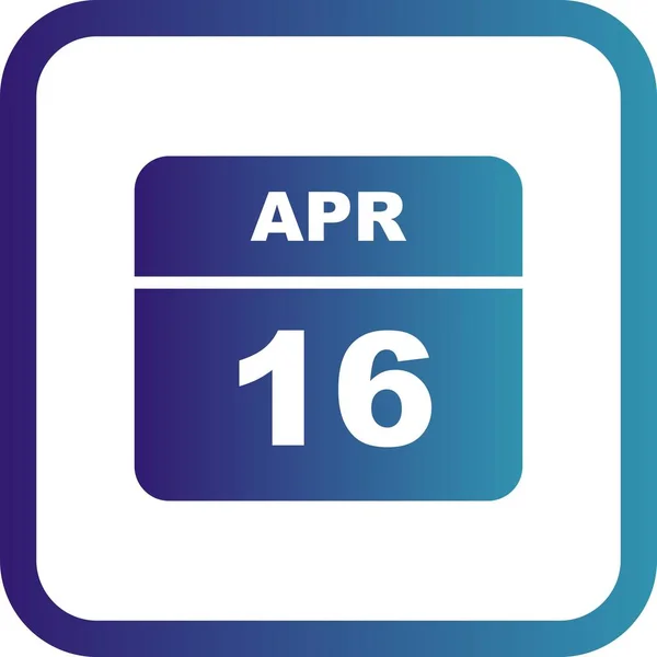 16 de abril Data em um calendário único dia — Fotografia de Stock