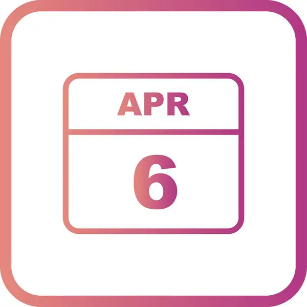 6ο Απριλίου ημερομηνία σε ημερολόγιο μίας ημέρας — Φωτογραφία Αρχείου