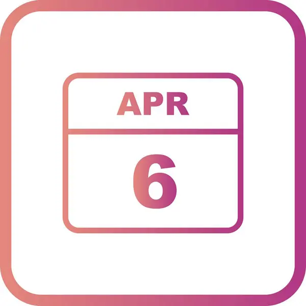 6 april datum op één dag kalender — Stockfoto