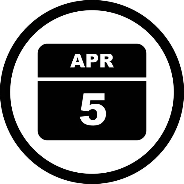 Дата 5 апреля в календаре одного дня — стоковое фото