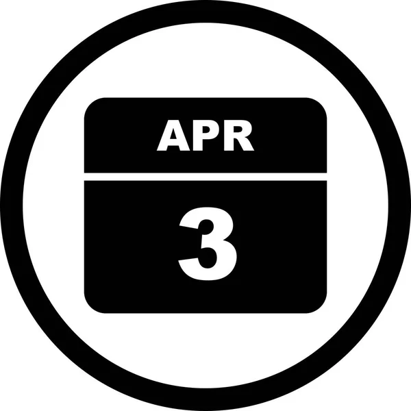 3 avril Date sur un calendrier d'un seul jour — Photo