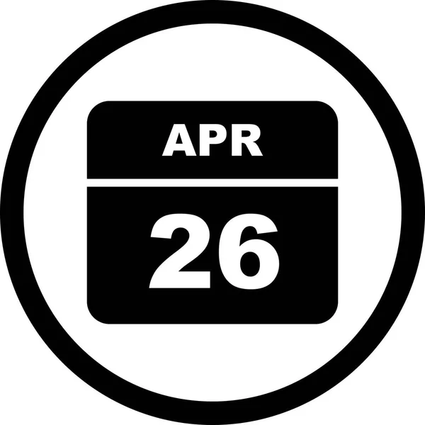 Április 26. dátum egy egynapos naptárban — Stock Fotó