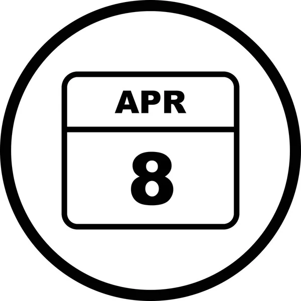 8 Aprile Data su un Calendario Unico Giorno — Foto Stock