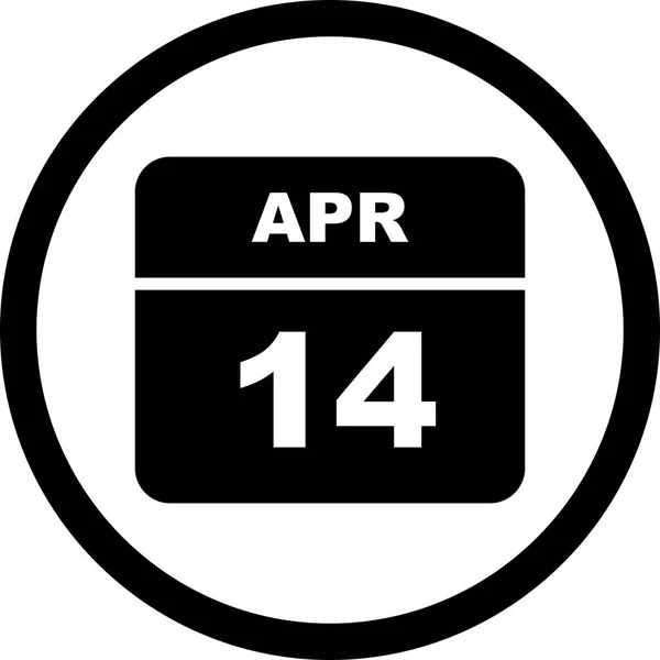 Дата 14 апреля в календаре одного дня — стоковое фото