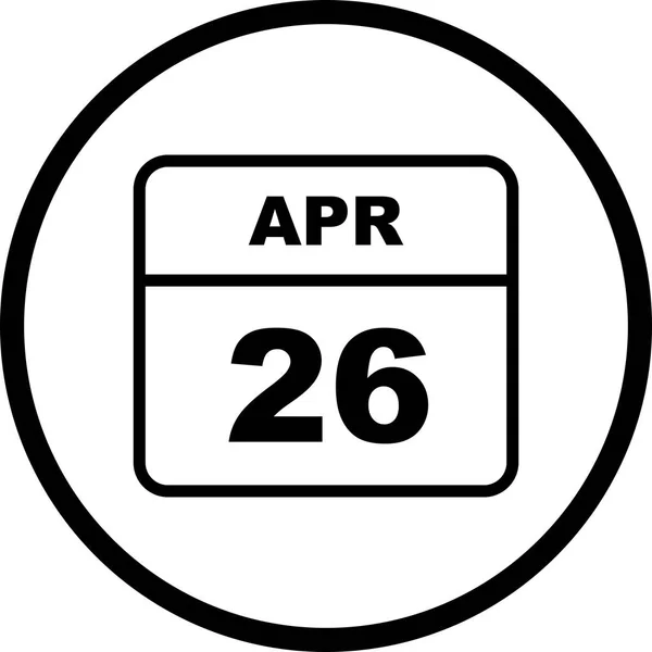 26 Aprile Data in un Calendario Unico Giorno — Foto Stock