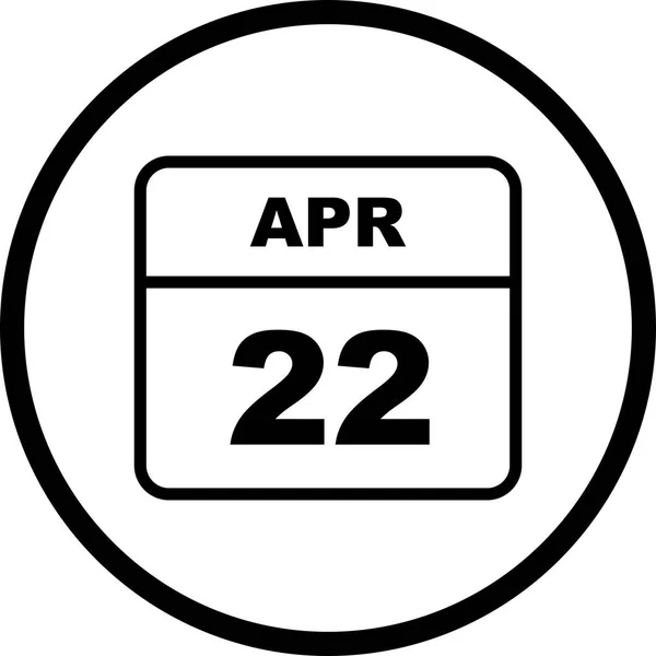 22 de abril Data em um calendário único dia — Fotografia de Stock