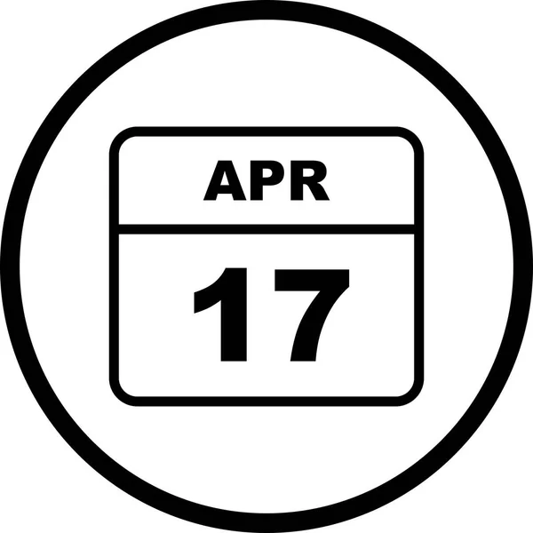 17 april datum på en enda dag kalender — Stockfoto