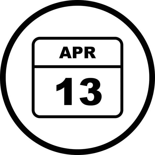 13 de abril Data em um único dia Calendário — Fotografia de Stock