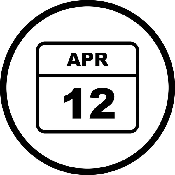 12 Aprile Data su un Calendario Unico Giorno — Foto Stock