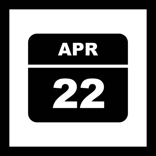 22 de abril Fecha en un calendario de un solo día — Foto de Stock