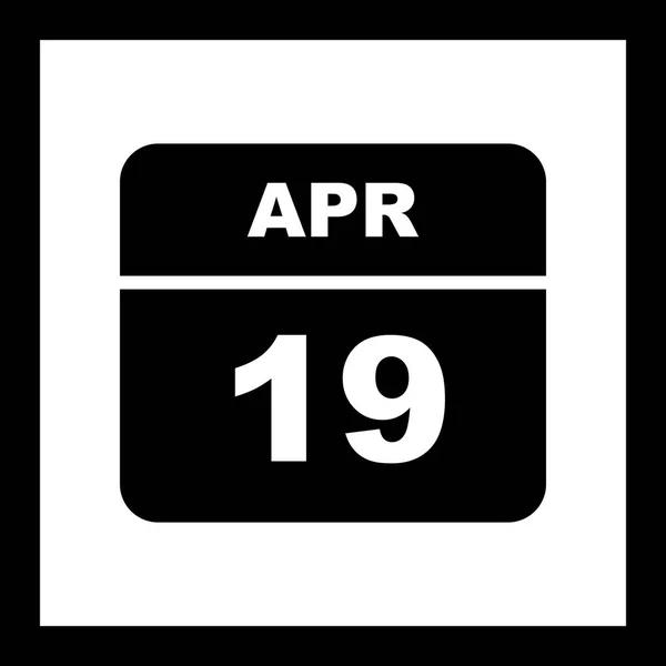 एक दिन कैलेंडर पर 19 अप्रैल की तारीख — स्टॉक फ़ोटो, इमेज