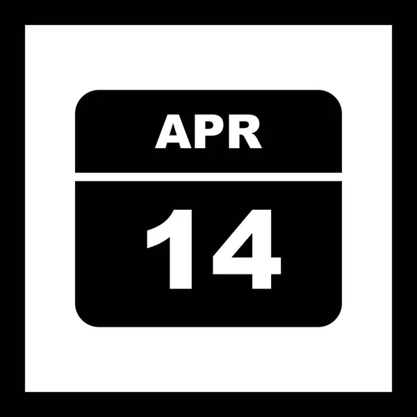 14. April Datum an einem einzigen Tag Kalender — Stockfoto