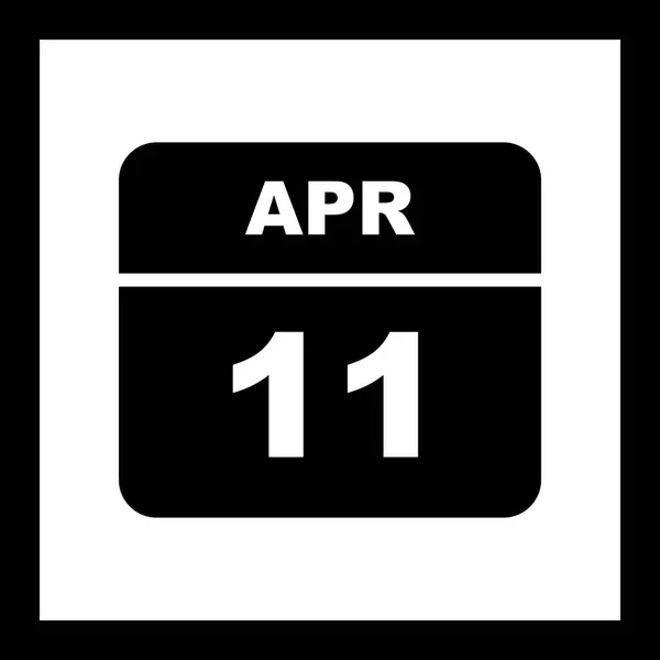 11 Aprile Data su un Calendario Unico Giorno — Foto Stock