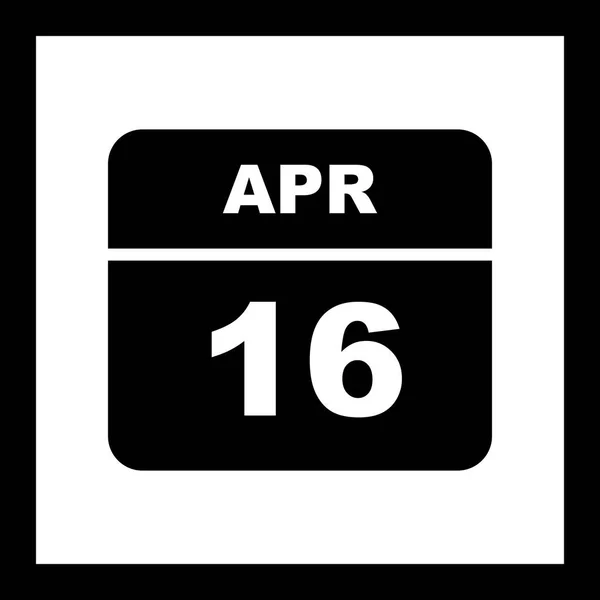16 kwietnia Data w kalendarzu jednodniowe — Zdjęcie stockowe