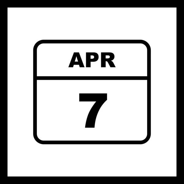 7 avril Date sur un calendrier d'un seul jour — Photo