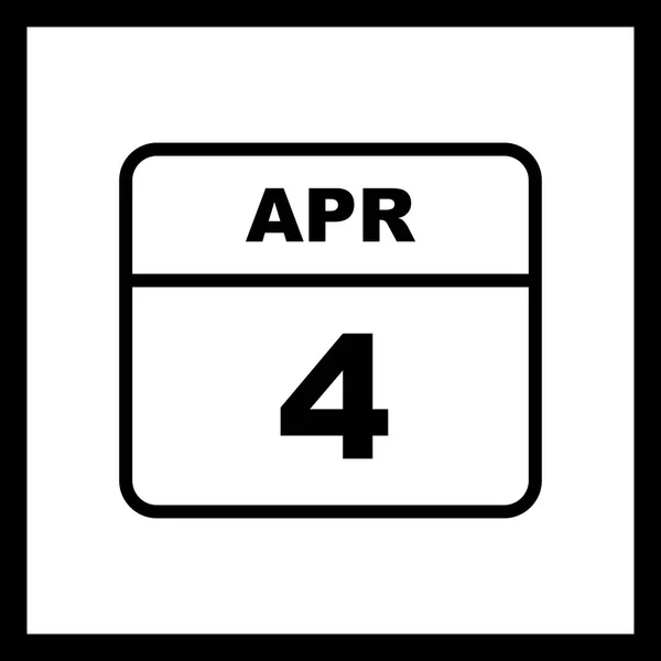 4e april datum op een kalender met één dag — Stockfoto