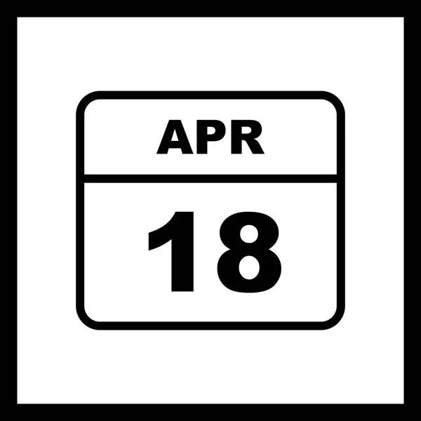 Дата 18 апреля в календаре одного дня — стоковое фото