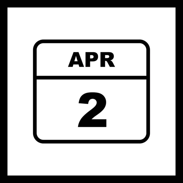 2 de abril Fecha en un calendario de un solo día — Foto de Stock