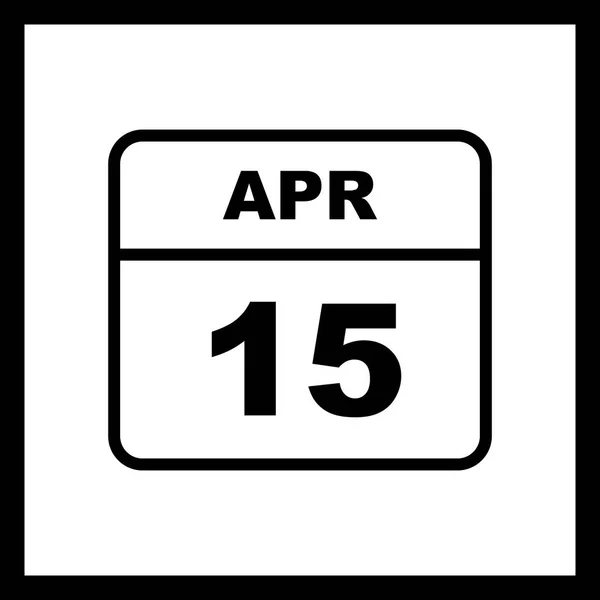 15 de abril Data em um calendário único dia — Fotografia de Stock