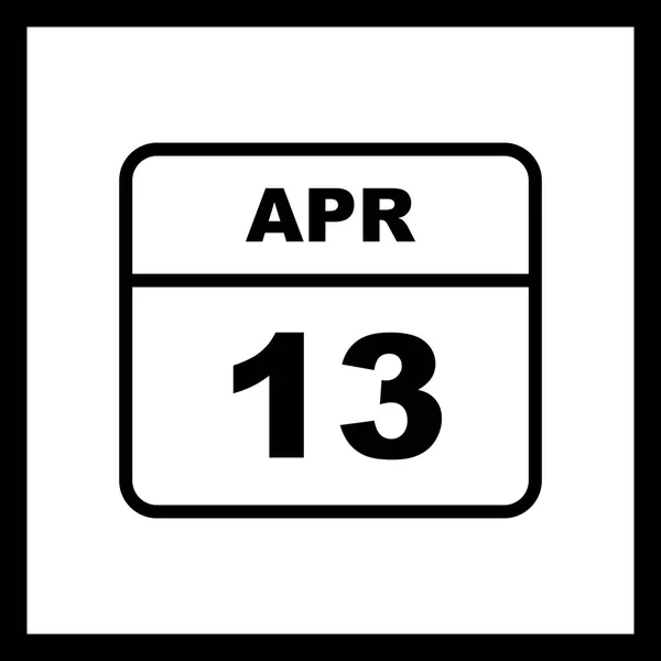13. April Datum an einem einzigen Tag Kalender — Stockfoto