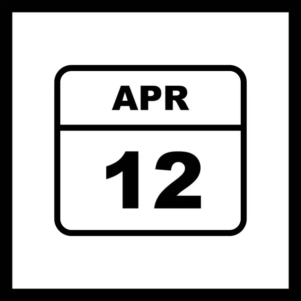12 de abril Fecha en un calendario de un solo día — Foto de Stock