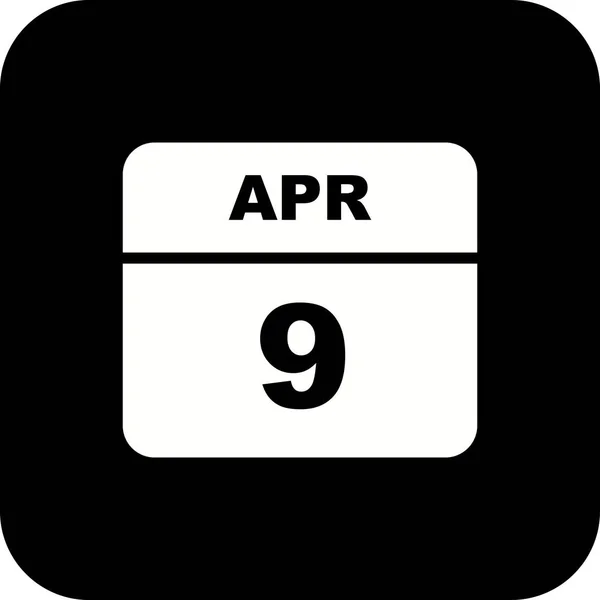 1 日カレンダーの 4 月 9 日の日付 — ストック写真
