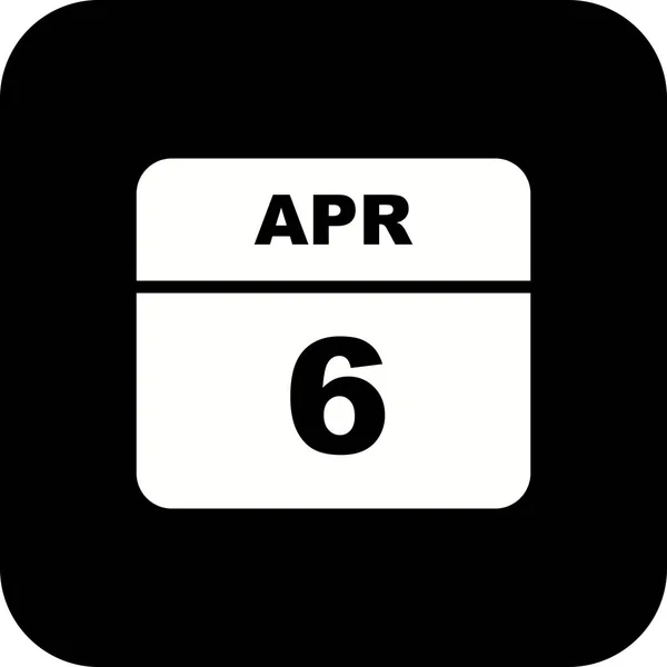 6 april datum på en enda dag kalender — Stockfoto