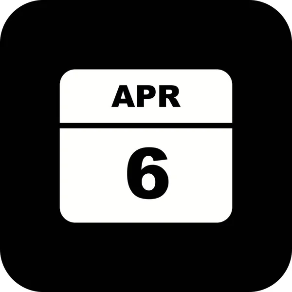 6 Aprile Data su un Calendario Unico Giorno — Foto Stock