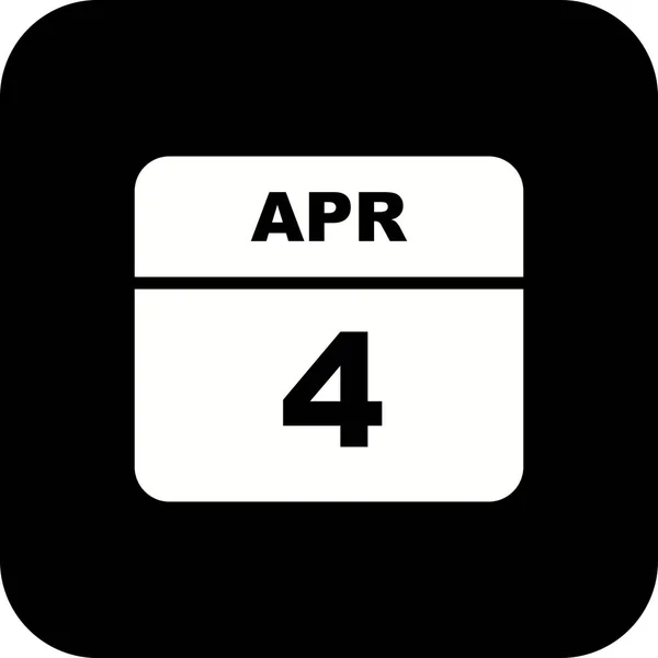 单日日历上的 4 月 4 日日期 — 图库照片
