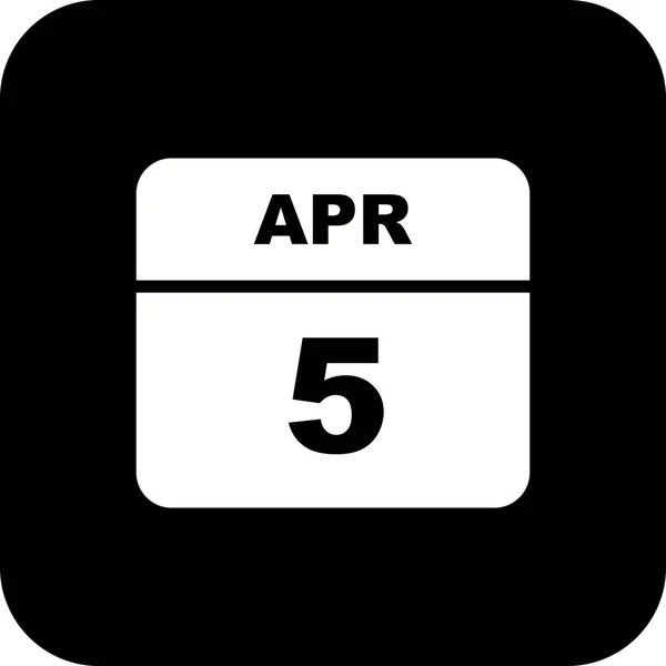 April 5th Date on a Single Day Calendar — Stock Photo, Image