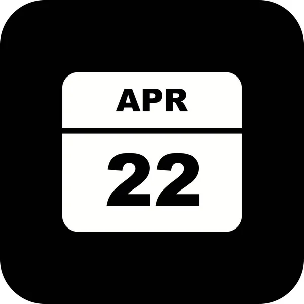 22 de abril Fecha en un calendario de un solo día — Foto de Stock