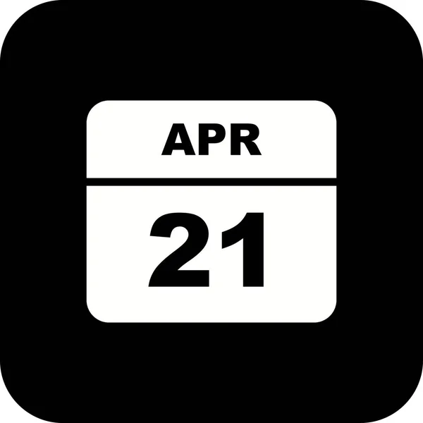 Április 21-én dátum egy egynapos naptár — Stock Fotó