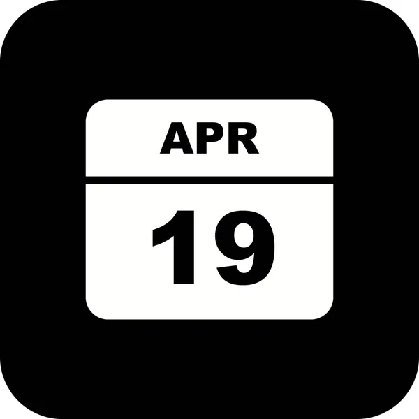 19 de abril Fecha en un calendario de un solo día — Foto de Stock