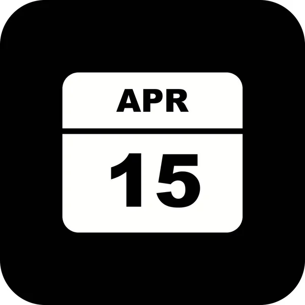 15 avril Date sur un calendrier d'un seul jour — Photo